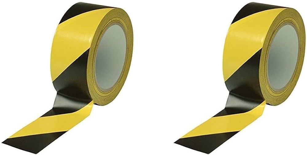 AR FLOOR MARKING TAPE ZEBRA - Safety Tape for Floor Marking - Highly Visible and Durable Floor Marking Solution PACK of 2 (Yellow & Black) (2)