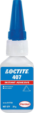 LOCTITE 407 20g | Instant Adhesive | Cyanoacrylate | Low Viscosity | Transparent Liquid | Cures with Humidity | Ideal for Bonding Rubbers, Plastics & Metals | Suitable for Heat-Resistant Applications