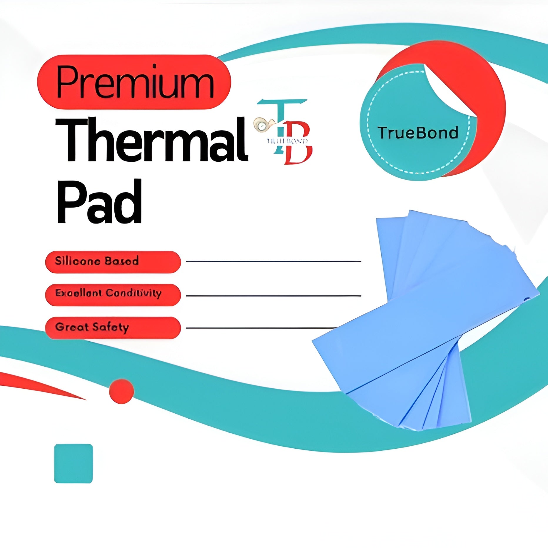 TRUEBOND 9w/mk Thermal Silicone Pad Size- 145x145 Soft Safe Simple to Apply for SSD CPU GPU Chipset Cooling (Pack of 1) (Grey, Thikness-4 MM)