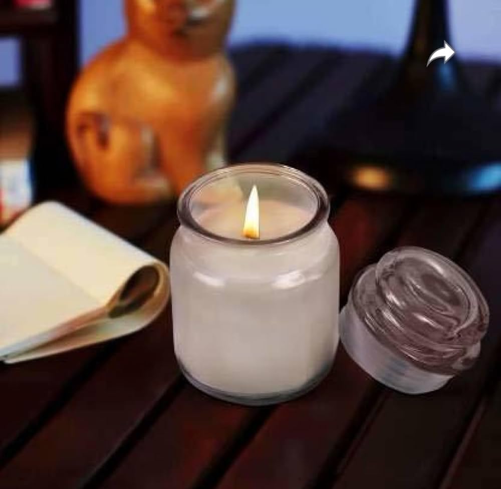 AR Jasmine Scented Jar Candle - Highly Fragranced Smoke-Free Wax (White) - Relaxation, Spa, Yoga, and Serenity in Every Flame | Candles for Home & Gift Sets Pack of 1