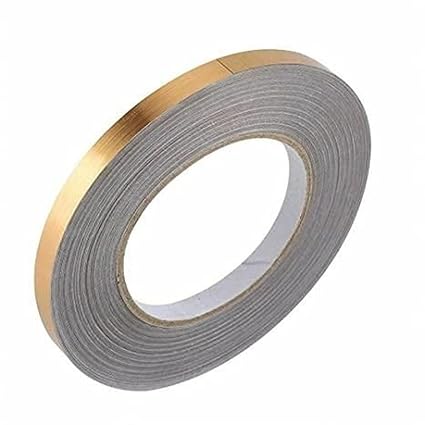 AR Floor Tiles Gold Foil Lines Metalized Mirror Tape Self-Adhesive Tile Seam Sticker Waterproof Gap Sealing Foil Decor Tape for Wall Cabinet Kitchen (10mm x 50meter) (1)