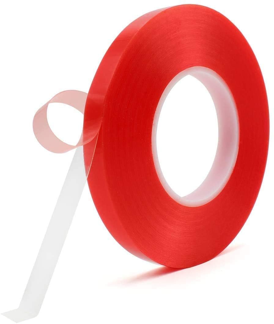 AR Red Color Tape - 50 Meters in Length - 12mm / 0.5" Width - BOPP Self Adhesive Tape for Arts and Craft use, Box Packing, Office and Home use (1)