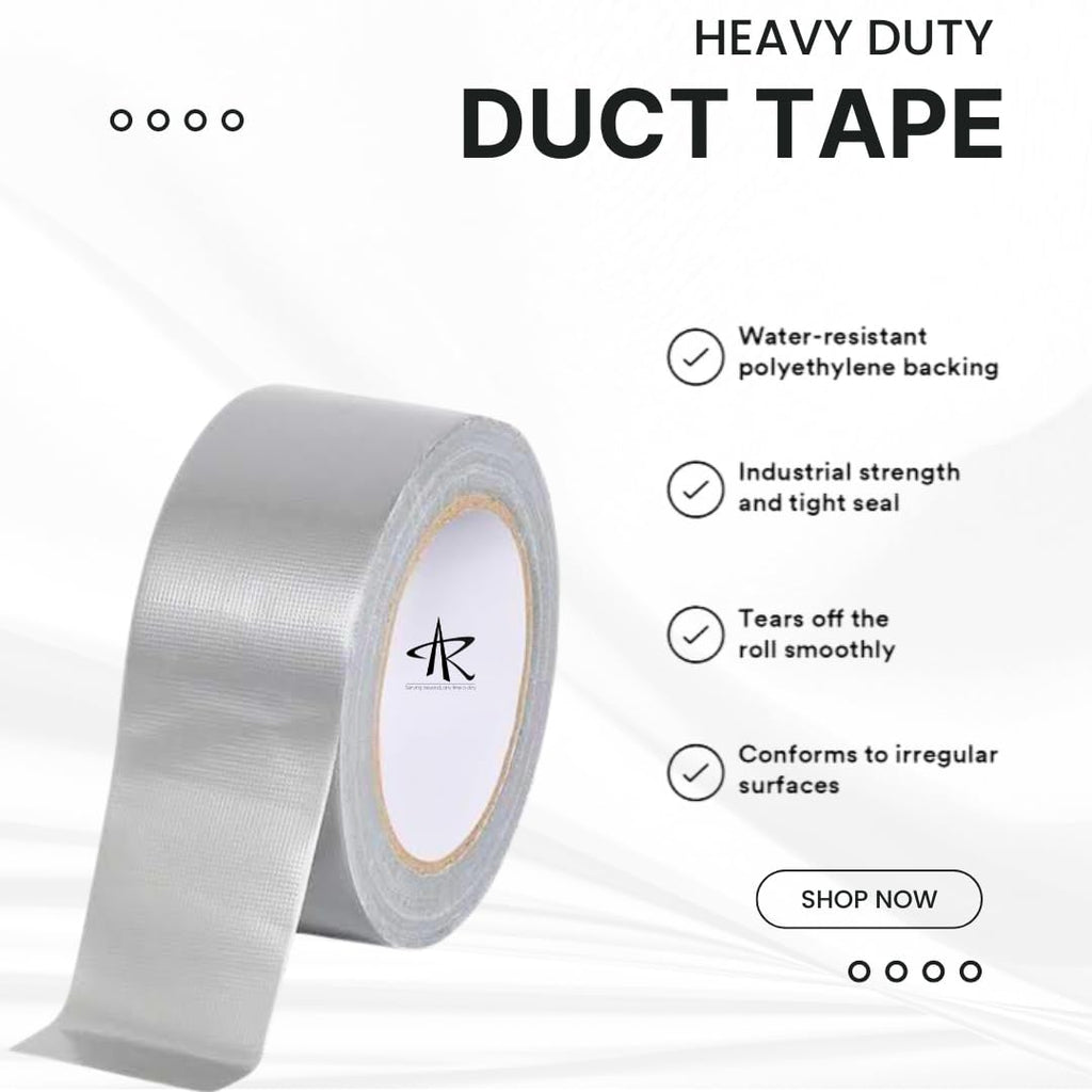 AR Duct Tape, Strong Adhesive, Multi-Purpose Silver, Flexible, No Residue, All Weather, All purpose for Do-It-Yourself Repairs, Industrial, Professional Use. (24mm*50mtr)