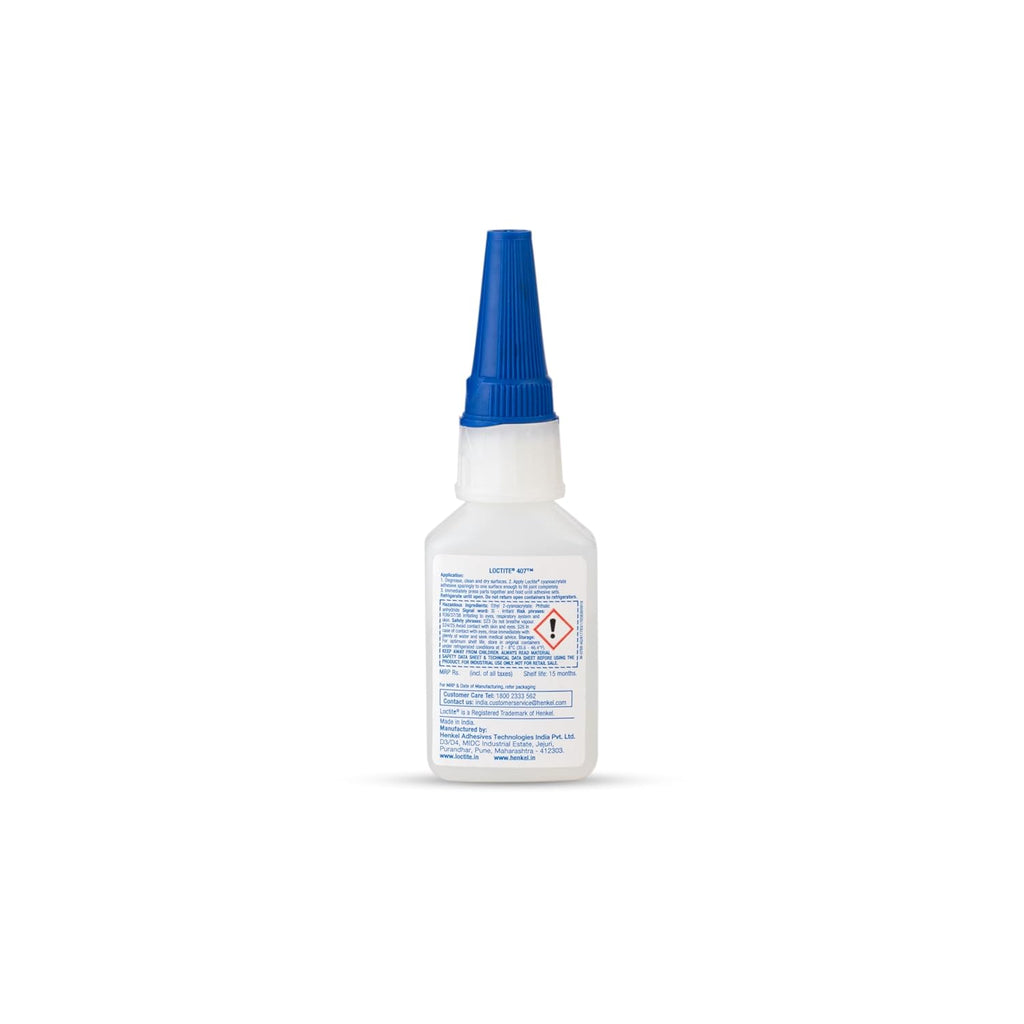 LOCTITE 407 20g | Instant Adhesive | Cyanoacrylate | Low Viscosity | Transparent Liquid | Cures with Humidity | Ideal for Bonding Rubbers, Plastics & Metals | Suitable for Heat-Resistant Applications