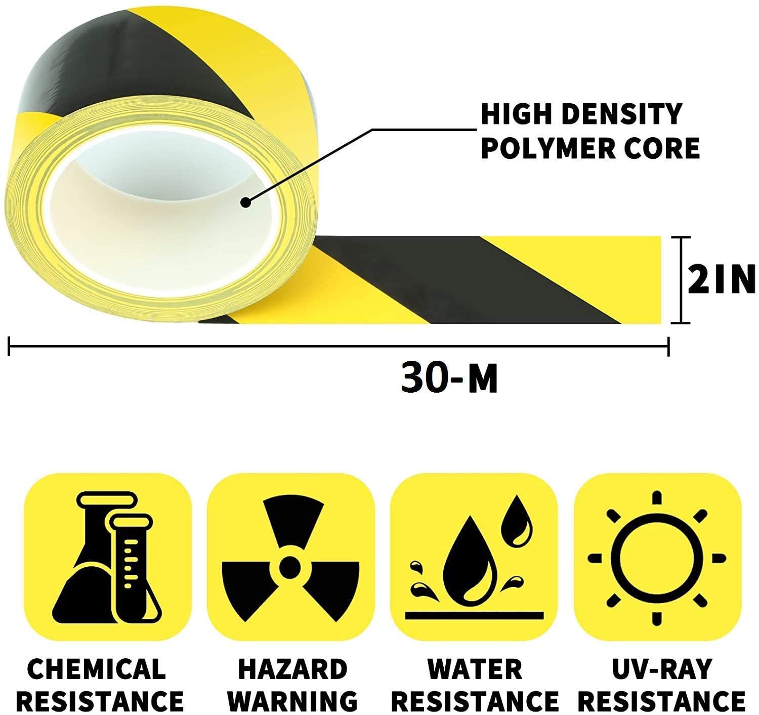 AR FLOOR MARKING TAPE ZEBRA - Safety Tape for Floor Marking - Highly Visible and Durable Floor Marking Solution PACK of 2 (Yellow & Black) (2)