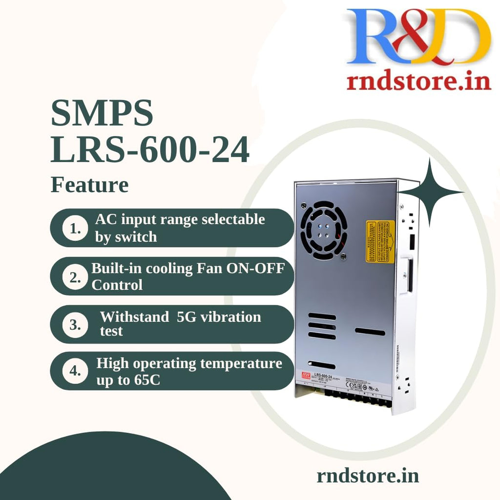 R&D Meanwell SMPS LRS-600-24 Power Supply (24v-600w) for Industrial Automation Machinery