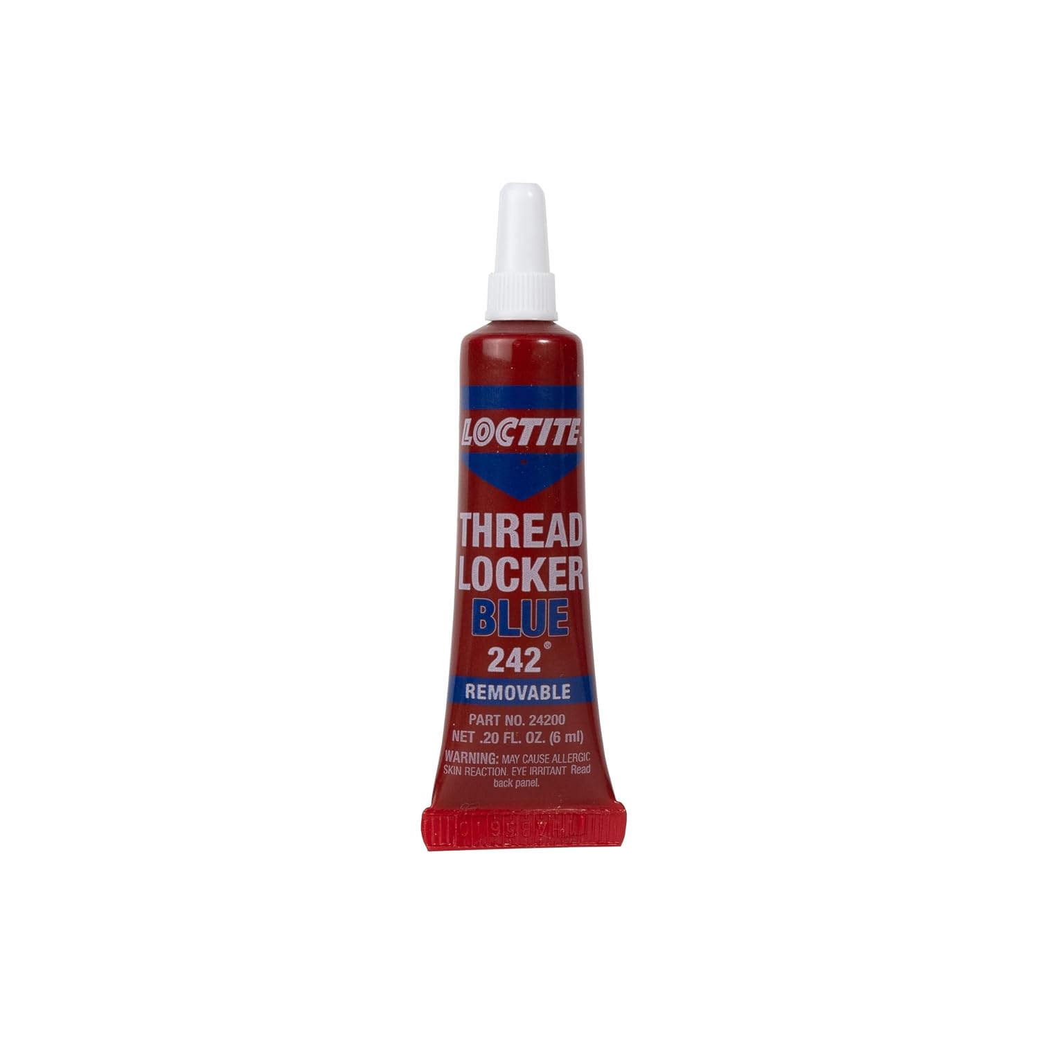 Loctite Threadlocker Blue 242 locks and seals threaded fasteners and prevent loosening from vibration, ideal for 6-19mm fasteners, great for small motors, mowers, equipment, nuts, bolts, screws, 6 ml