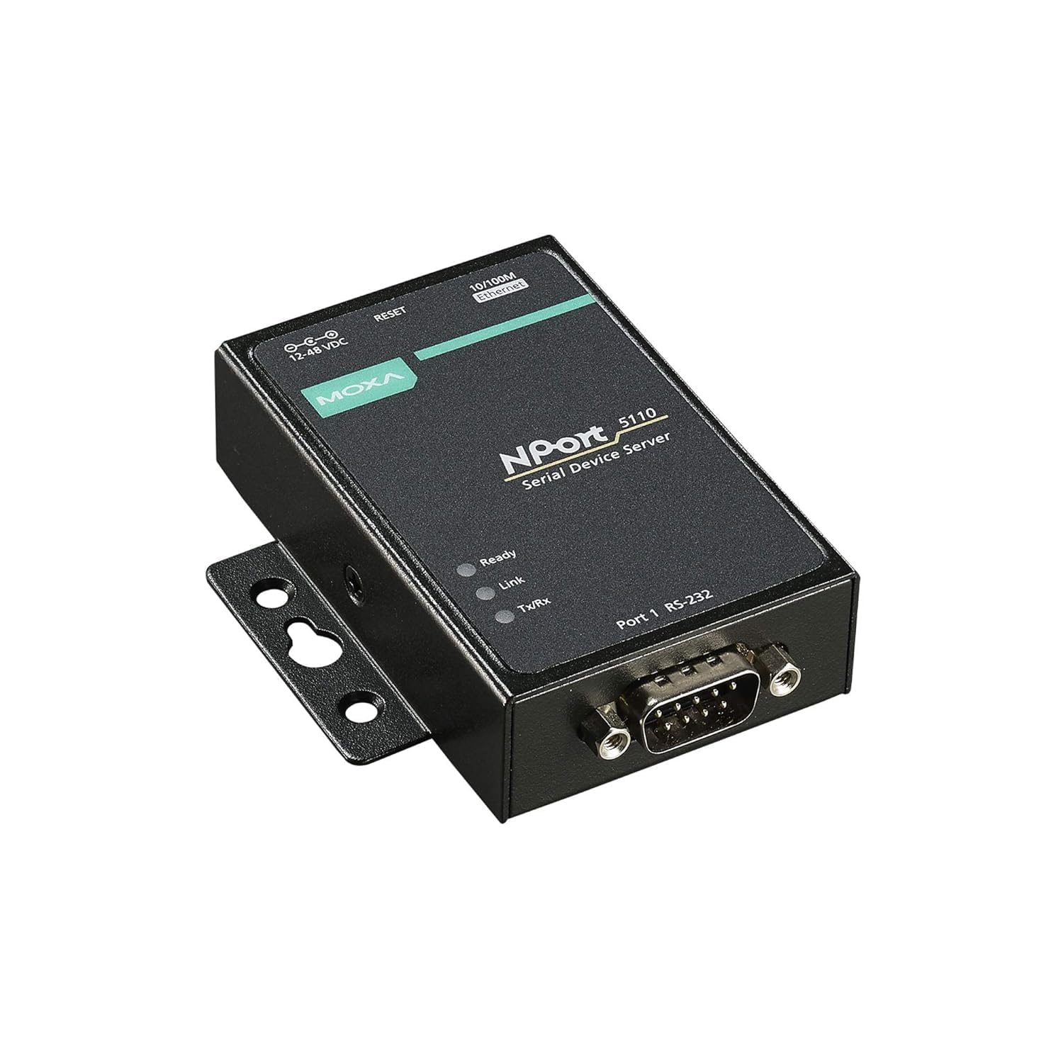 NPort 5110 Serial Device Server, 1 Port, RS232, DB9 Male, 10/100 Ethernet Compatible with Moxa
