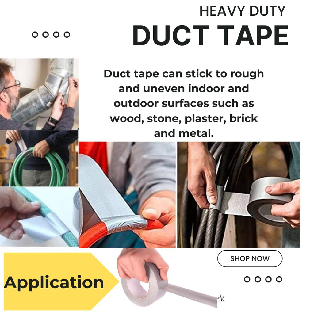 AR Duct Tape, Strong Adhesive, Multi-Purpose Silver, Flexible, No Residue, All Weather, All purpose for Do-It-Yourself Repairs, Industrial, Professional Use. (24mm*50mtr)