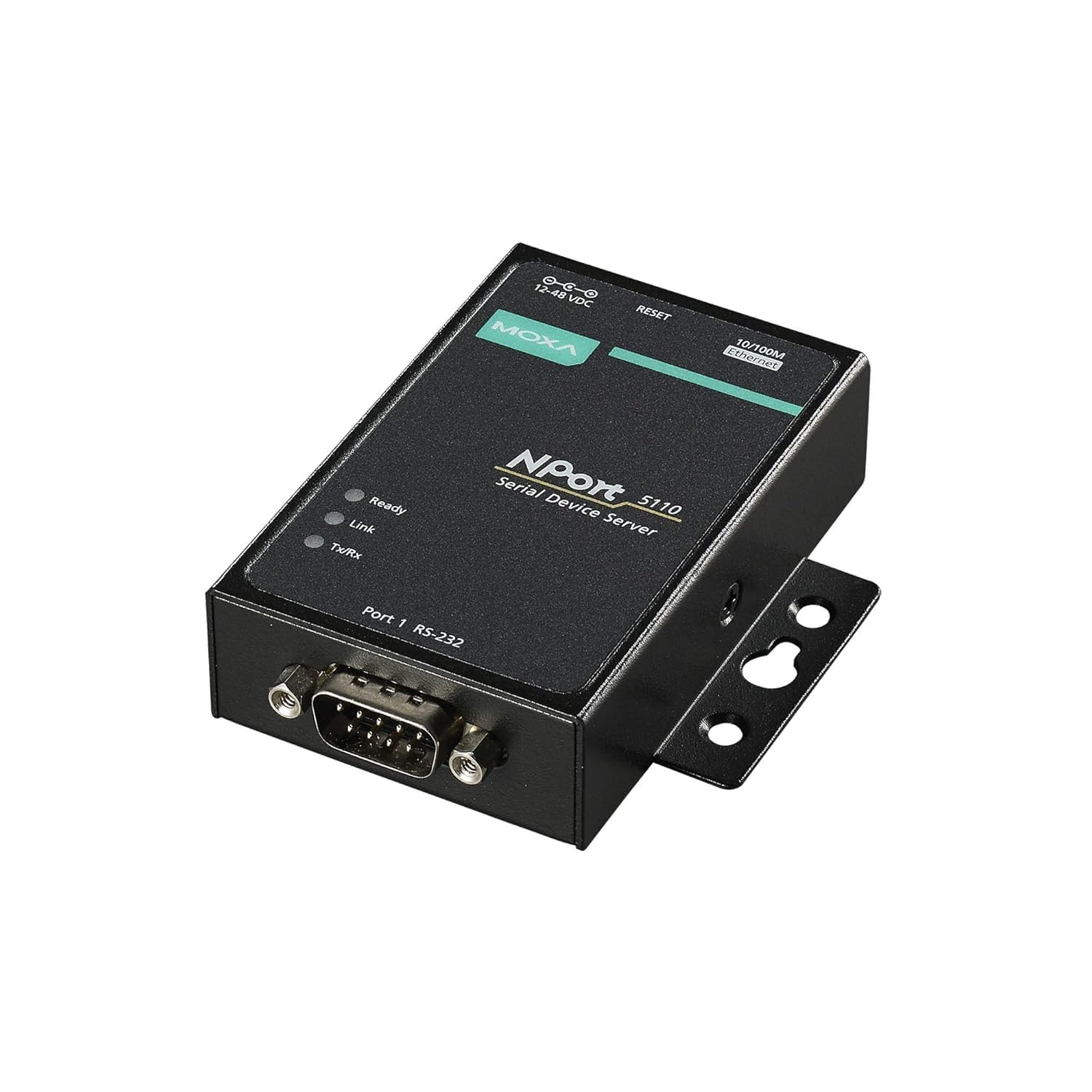 NPort 5110 Serial Device Server, 1 Port, RS232, DB9 Male, 10/100 Ethernet Compatible with Moxa