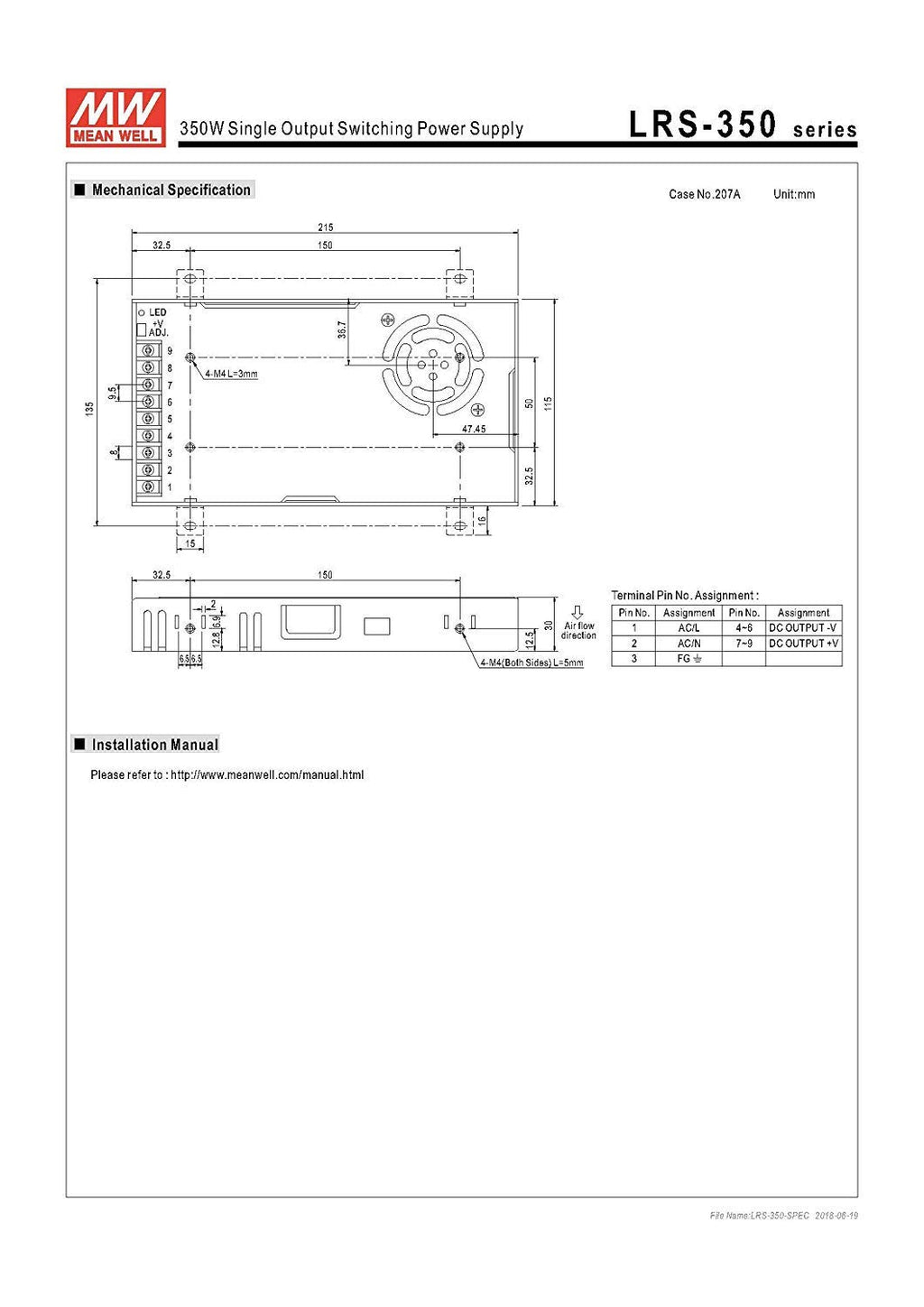 Meanwell Mult-Equip Taiwan Power Supply: LRS-350-24, 350W 24VDC 24V 14.6A Ultra-Thin Power Switch
