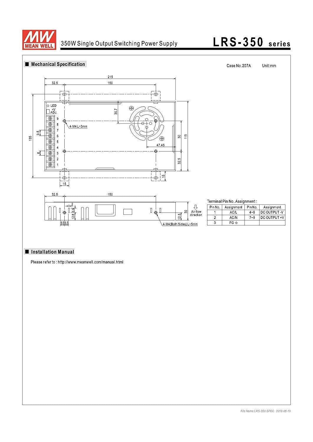 Meanwell Mult-Equip Taiwan Power Supply: LRS-350-24, 350W 24VDC 24V 14.6A Ultra-Thin Power Switch