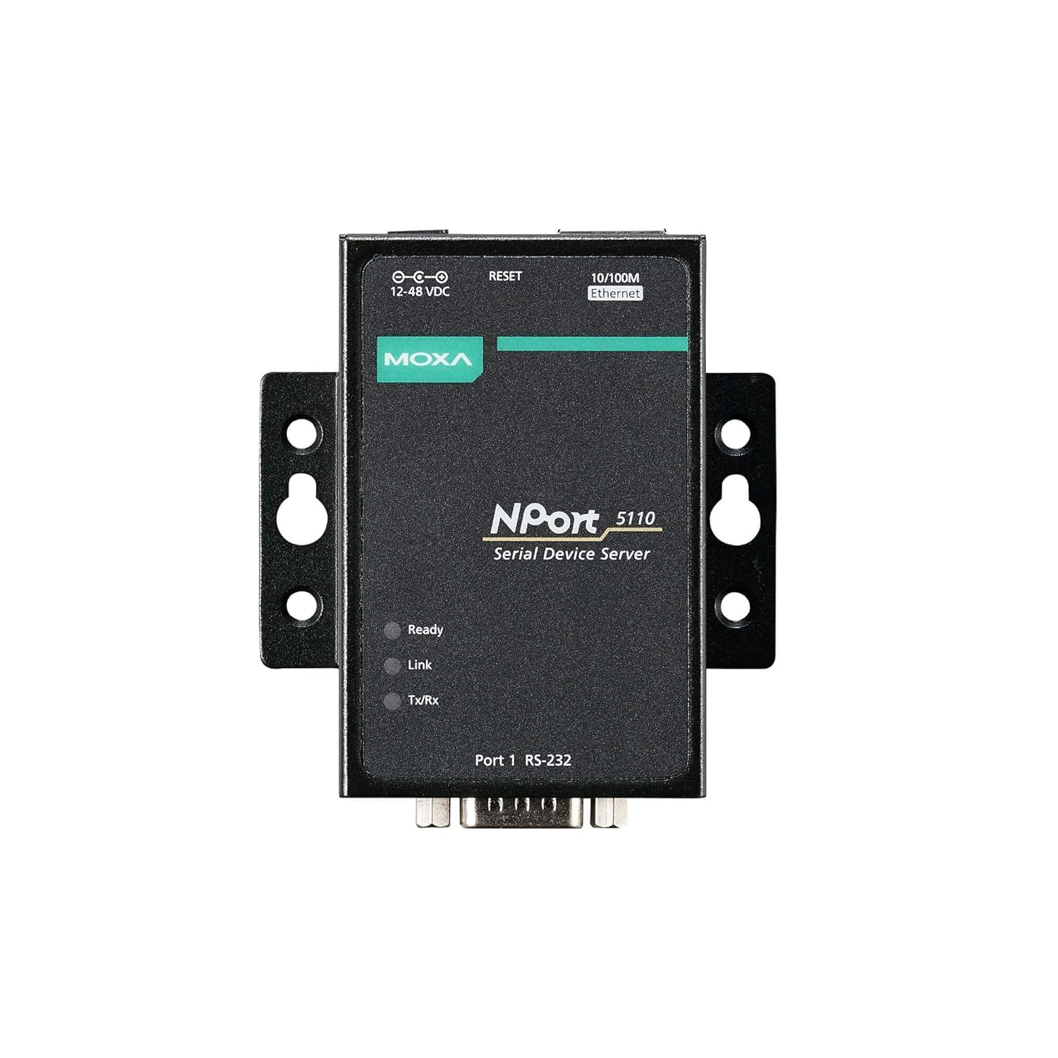 NPort 5110 Serial Device Server, 1 Port, RS232, DB9 Male, 10/100 Ethernet Compatible with Moxa