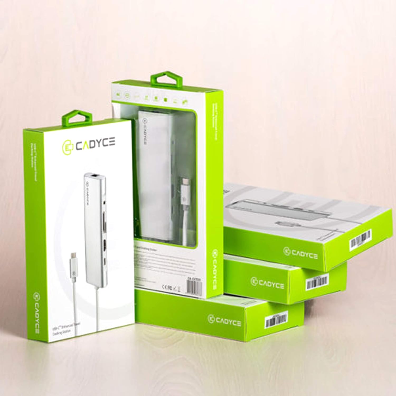 Cadyce USB-C Enhanced Travel Docking Station (USB-C to HDMI + 3 x USB 3.0 + Giga LAN + mSD and SD Card Slots + 3.5mm Stereo Port + USB-C Female for Data and Charging