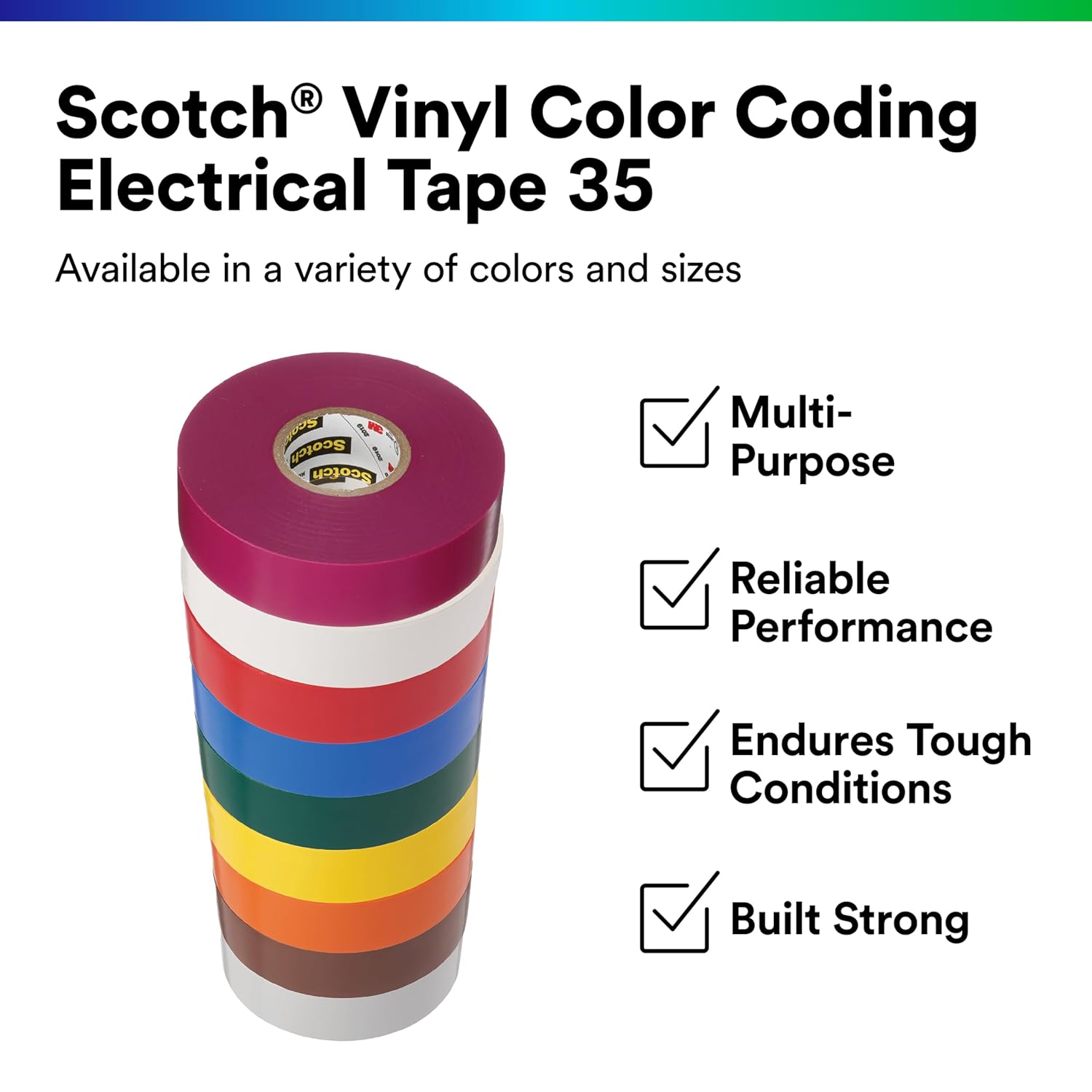 3 m 35 Vinyl Color Coding AR Electrical Tape, 32 to 221 Degree F, 1250 mV Dielectric Strength, Size- 19mm*66ft (Black)