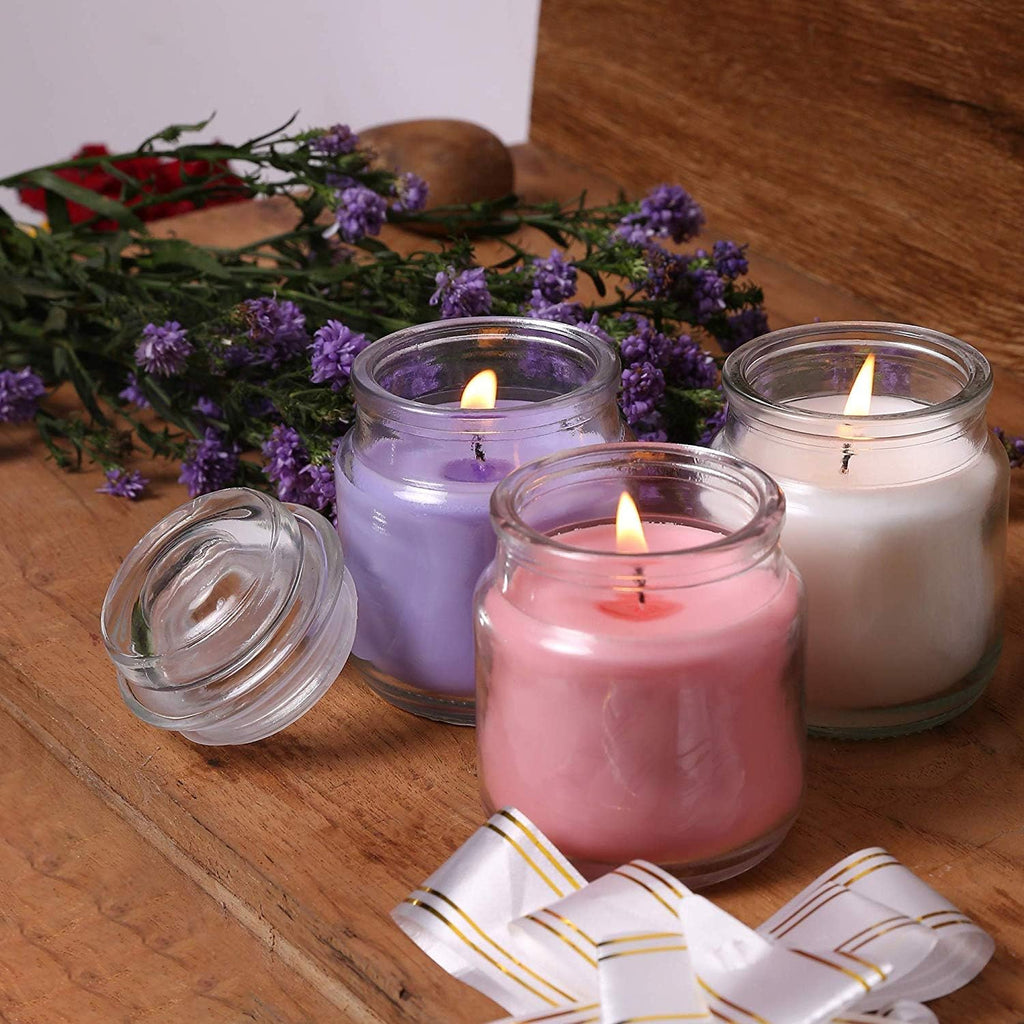 AR Jasmine Scented Jar Candle - Highly Fragranced Smoke-Free Wax (White) - Relaxation, Spa, Yoga, and Serenity in Every Flame | Candles for Home & Gift Sets Pack of 1