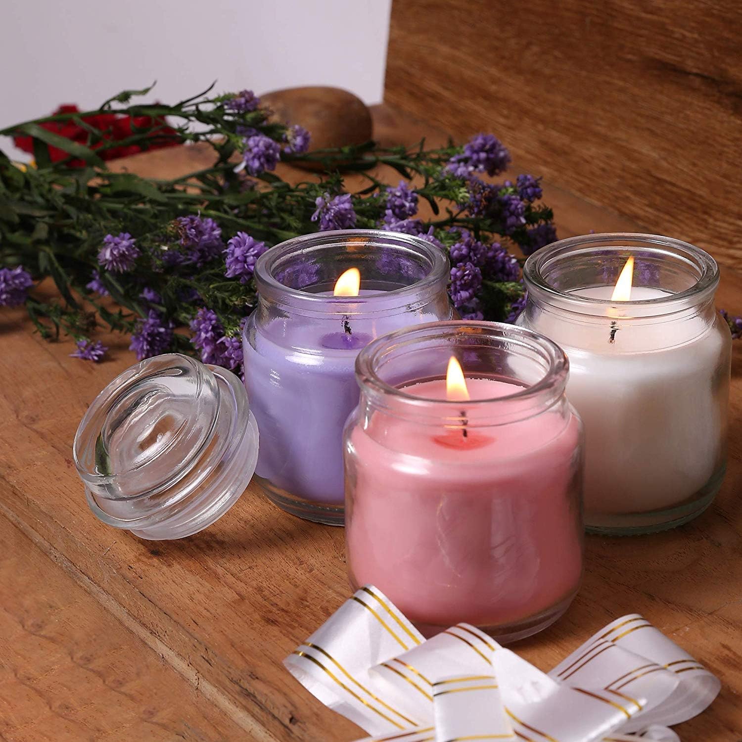 AR Jasmine Scented Jar Candle - Highly Fragranced Smoke-Free Wax (White) - Relaxation, Spa, Yoga, and Serenity in Every Flame | Candles for Home & Gift Sets Pack of 1