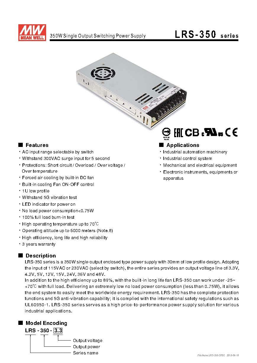 Authentic Taiwan LRS-350-24 350W 24V 14.6A meanwell power switch ultra-thin 3 years warranty