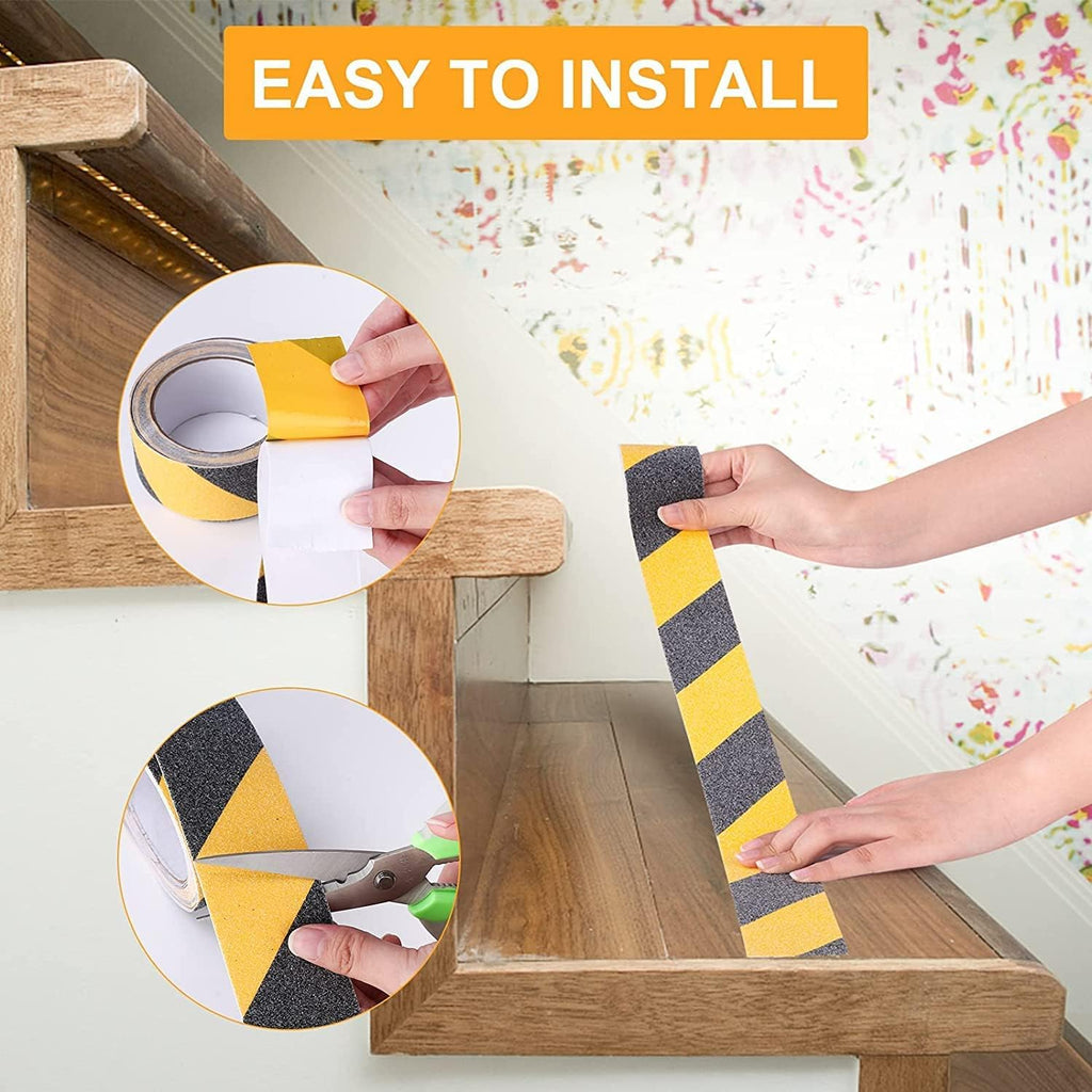 AR Anti-Skid Tape for Stairs Outdoor/Indoor Steps Floor Ramps Heavy Duty Adhesive Non-Slip Tape | Black – Yellow 18Mx50MM | Safety Anti Slip Tape (2)
