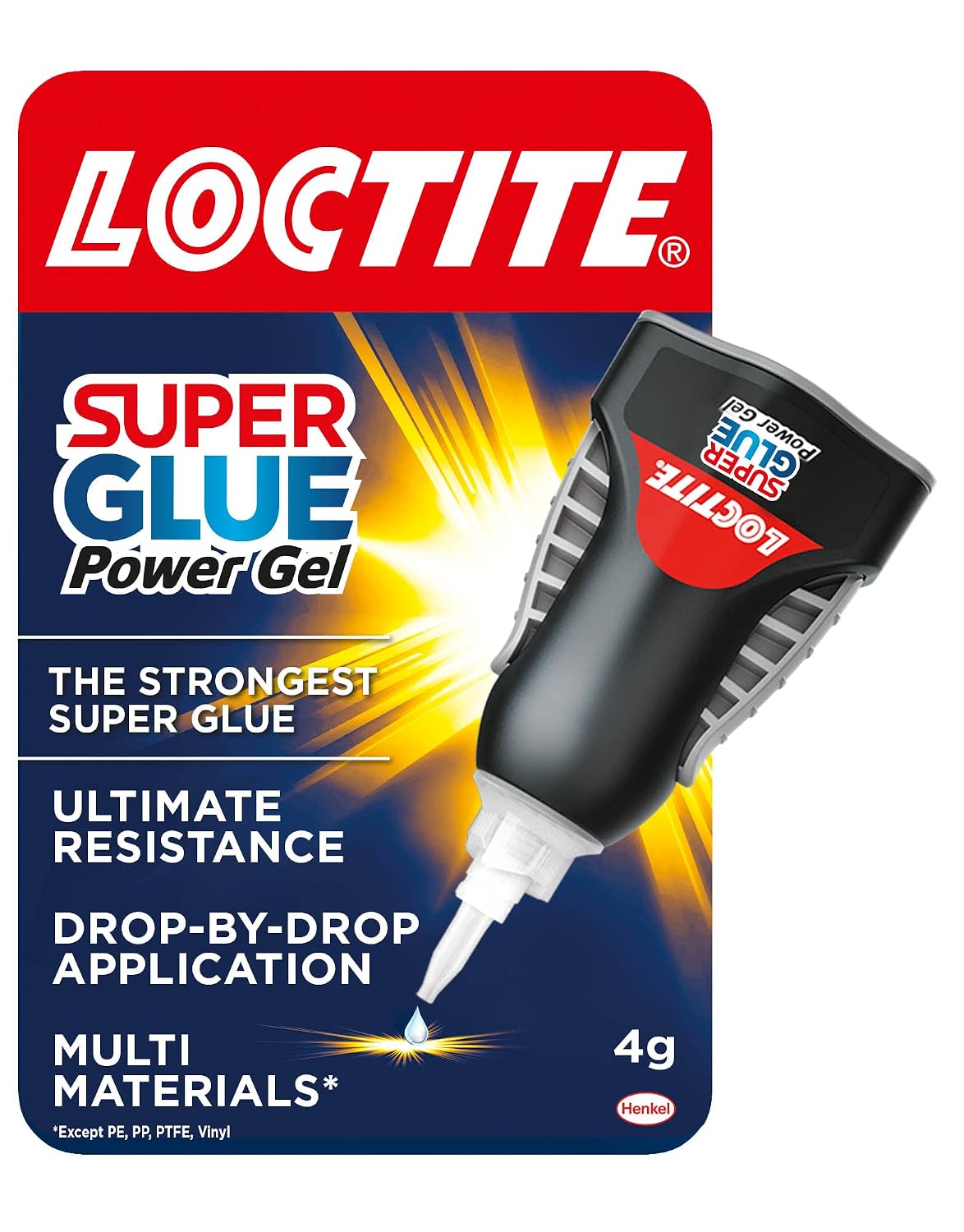 Loctite Super Glue Power Gel, Flexible Super Glue Gel, Superglue with Non-Drip Formula for Vertical Applications,Clear Superglue for Plastic, Wood, Metal, Crafts, & Repair, DIY, 4g