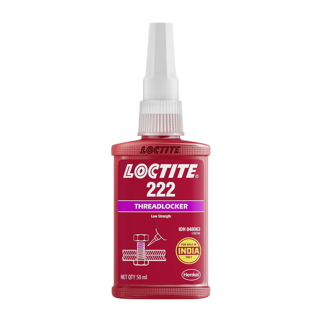 LOCTITE 222 Threadlocker 50ml |Locking and sealing of threaded fasteners | Shock & Vibration Resistance | Thixotropic Formula | Prevents Loosening & Leakage