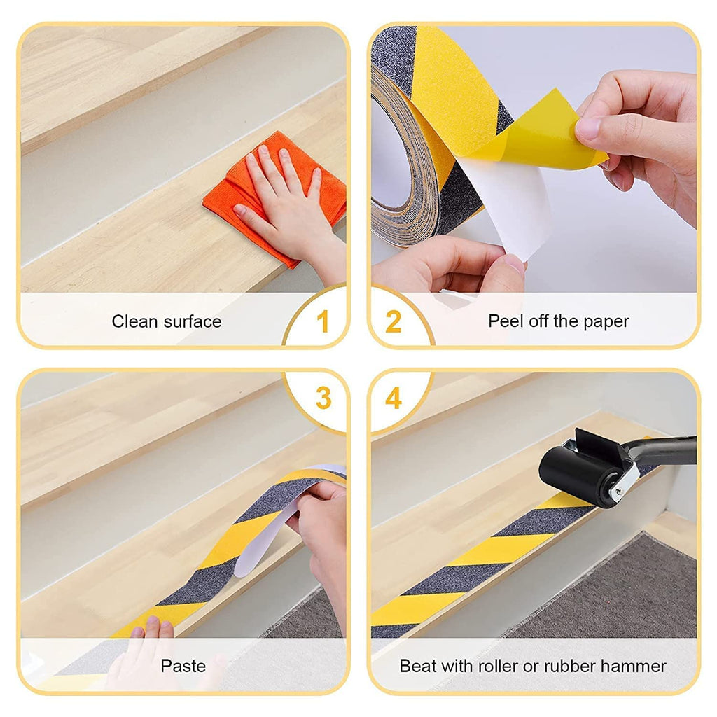 AR Anti-Skid Tape for Stairs Outdoor/Indoor Steps Floor Ramps Heavy Duty Adhesive Non-Slip Tape | Black – Yellow 18Mx50MM | Safety Anti Slip Tape (2)