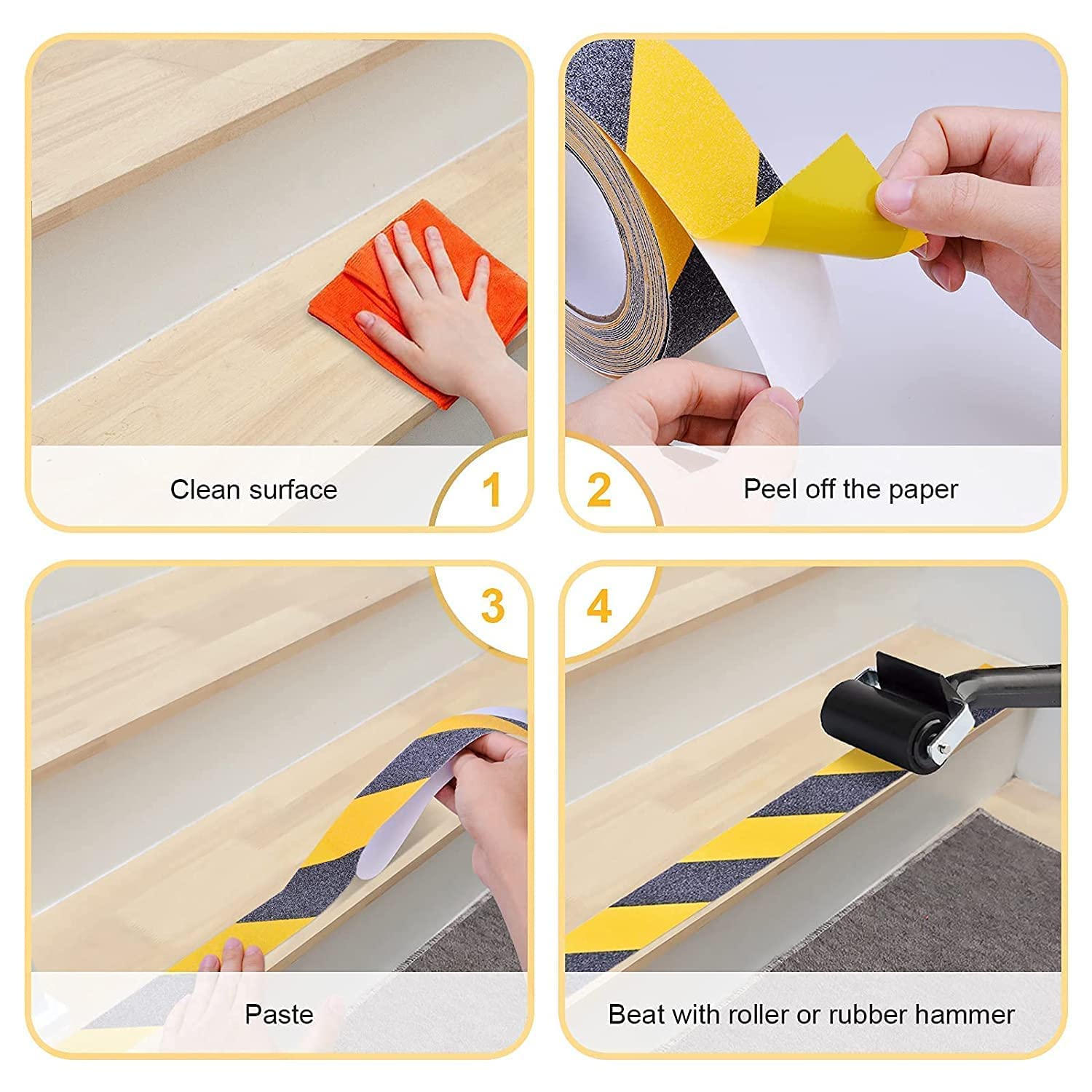 AR Anti-Skid Tape for Stairs Outdoor/Indoor Steps Floor Ramps Heavy Duty Adhesive Non-Slip Tape | Black – Yellow 18Mx50MM | Safety Anti Slip Tape (2)