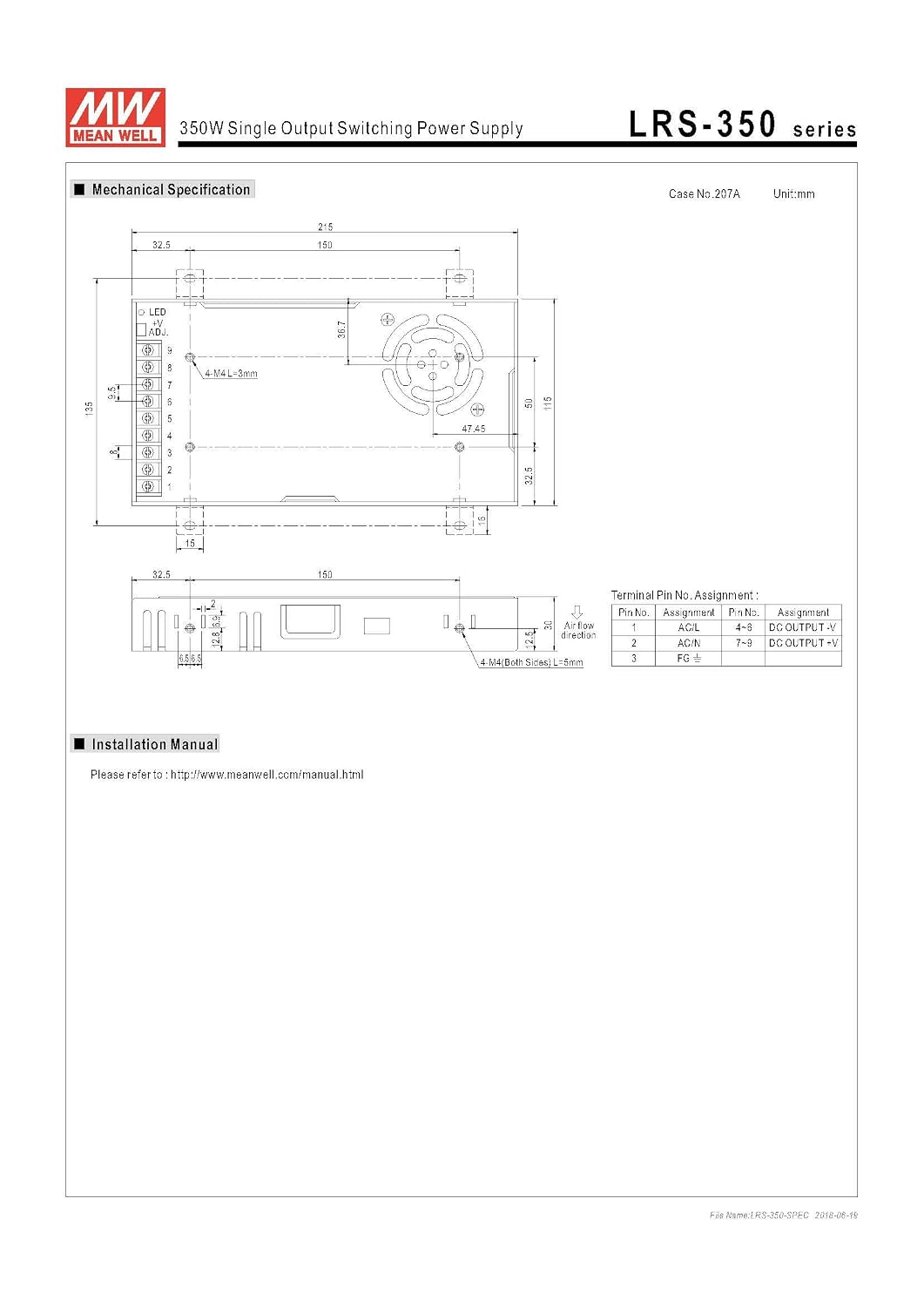 Authentic Taiwan LRS-350-24 350W 24V 14.6A meanwell power switch ultra-thin 3 years warranty