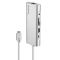 Cadyce USB-C Enhanced Travel Docking Station (USB-C to HDMI + 3 x USB 3.0 + Giga LAN + mSD and SD Card Slots + 3.5mm Stereo Port + USB-C Female for Data and Charging