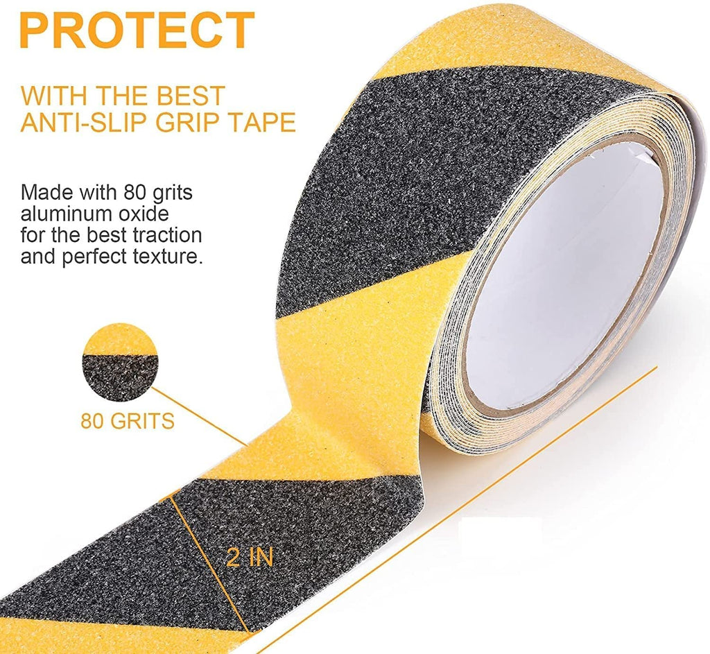 AR Anti-Skid Tape for Stairs Outdoor/Indoor Steps Floor Ramps Heavy Duty Adhesive Non-Slip Tape | Black – Yellow 18Mx50MM | Safety Anti Slip Tape (2)