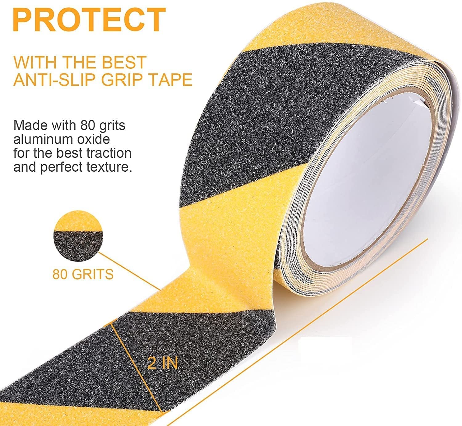 AR Anti-Skid Tape for Stairs Outdoor/Indoor Steps Floor Ramps Heavy Duty Adhesive Non-Slip Tape | Black – Yellow 18Mx50MM | Safety Anti Slip Tape (2)