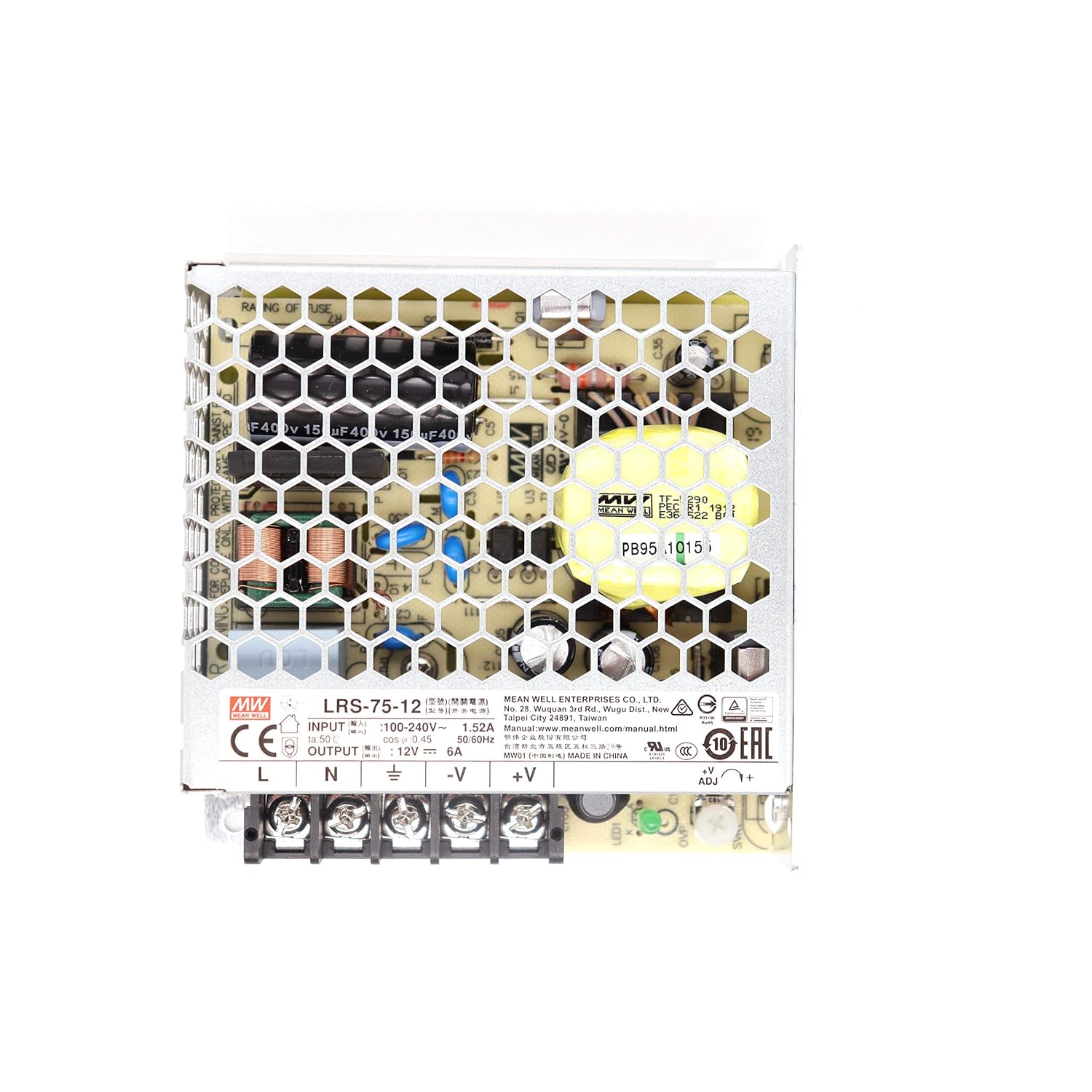 EST Lights MEANWELL Metal LRS-75-12, 75W 12VDC Power Supply, Golden