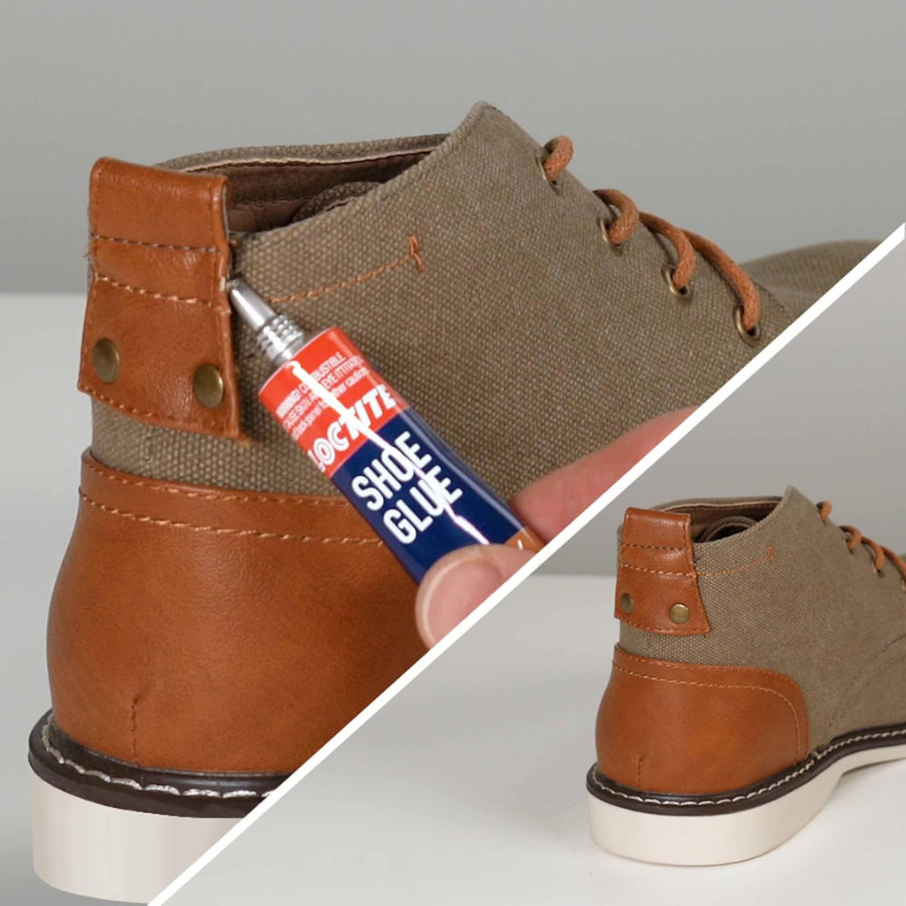 Loctite Shoe Glue, Strong & Flexible, Resistant to Water, Ideal for Rubber, Leather, Vinyl & Canvas, Permanent repair of any shoes, Precise application, Dries Clear - 0.6 fl oz Bottle, Pack of 1